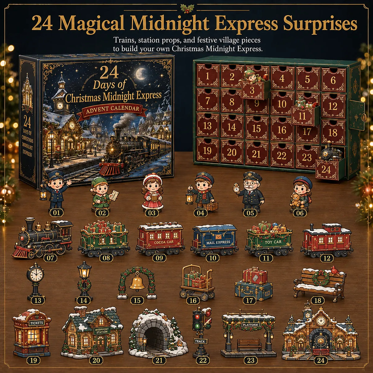 🎄24 Days Of Christmas Village Friends Advent Calendar | 24 Unique Miniature Characters, Shops & Holiday Collectibles for a Complete Festive Village ✨