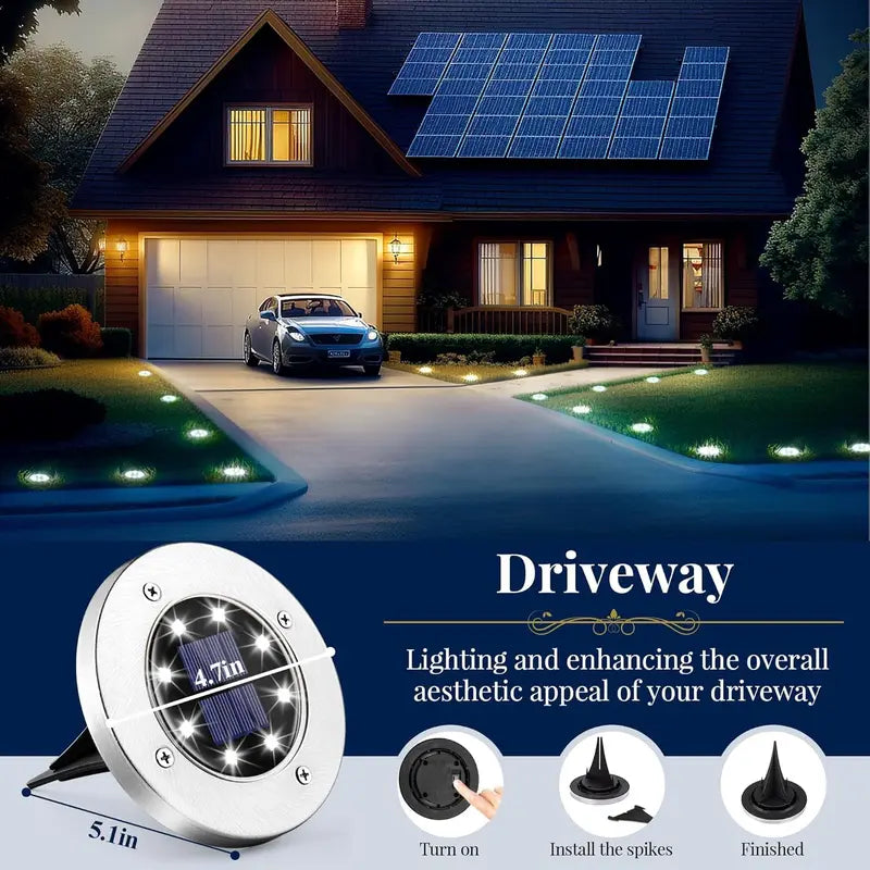 Yunsune Solar Ground Lights Outdoor – Waterproof Solar Garden Lights for Pathway, Lawn, Yard & Driveway, Cold White