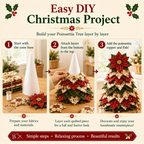 Poinsettia Holly DIY Quilted Santa Christmas Tree Kit