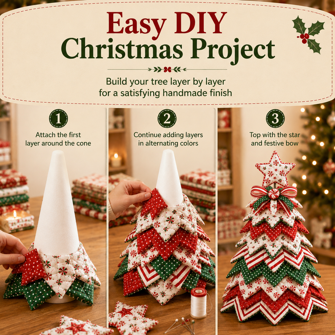 Candy Cane Star DIY Quilted Santa Christmas Tree Kit