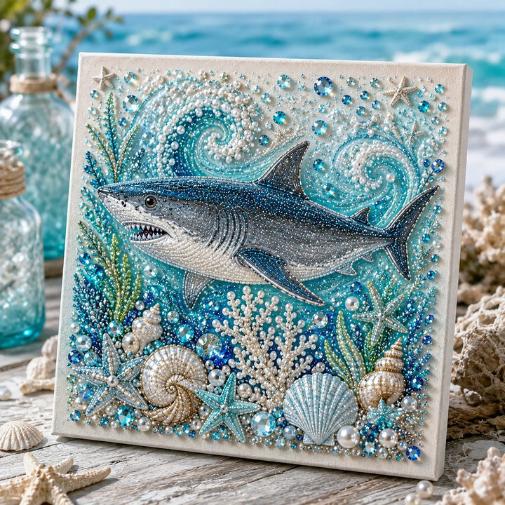🌊Ocean Theme Pearl Art DIY Kit | 3D Sparkling Coastal Wall Decor 🐚✨
