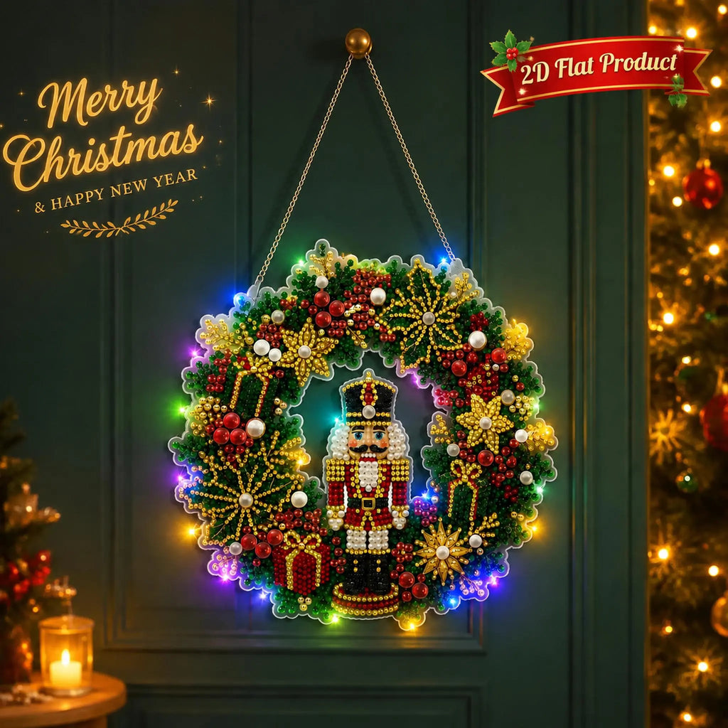 Christmas Pearl Diamond Painting Pendant Kit 9.84 Inch with LED Lights