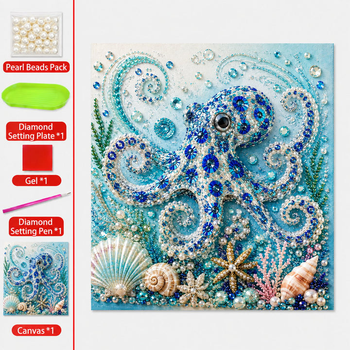 🌊Ocean Theme Pearl Art DIY Kit | 3D Sparkling Coastal Wall Decor 🐚✨