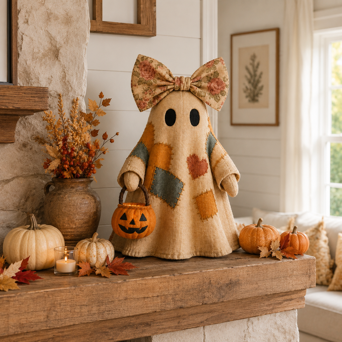 🎃 LIMITED-TIME OFFER – Vintage Patchwork Glowing Ghost Decor ✨