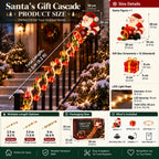 ⏳ Last Day 49% OFF – 🎅 Santa Magic Gift Cascade Railing Light | 3D Santa, 2 Glowing Gift Strands & Adjustable Rail Mount