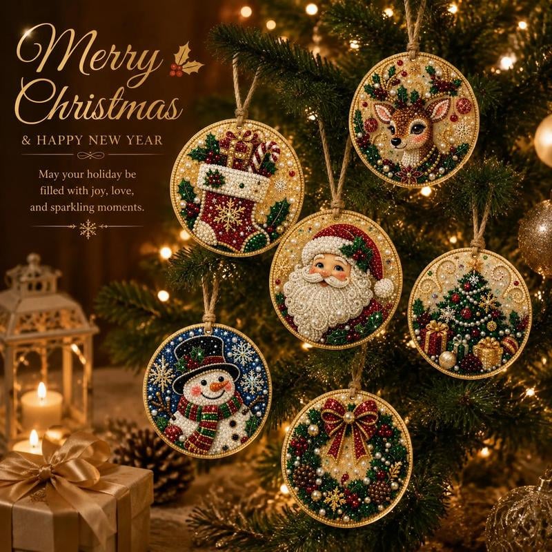 🎄 ONLY £7.99! Christmas DIY Hanging Ornament Set – 6 Festive Tree Decorations ✨
