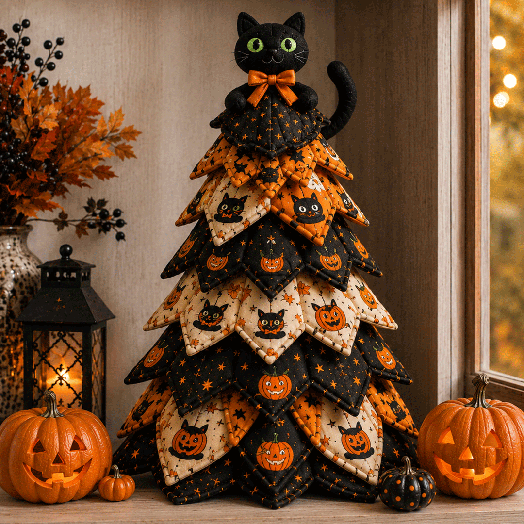 Skeleton Rose - DIY Halloween Theme Quilted Fabric Tree Kit