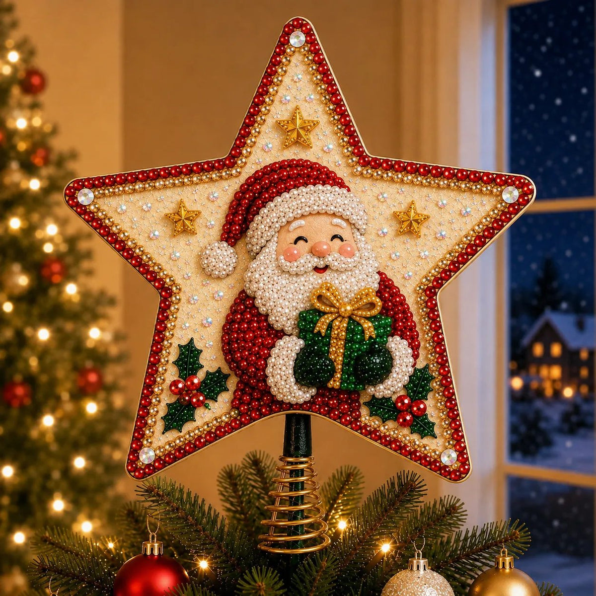 DIY Pearl & Diamond Art Christmas Tree Topper Kit