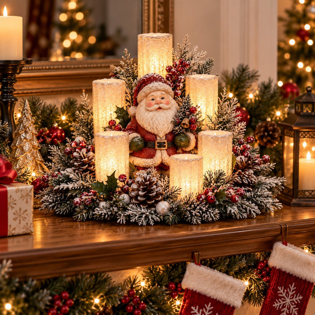 Christmas Hot Sale🎄Christmas Lighted Centerpiece with Flameless Candle Glow