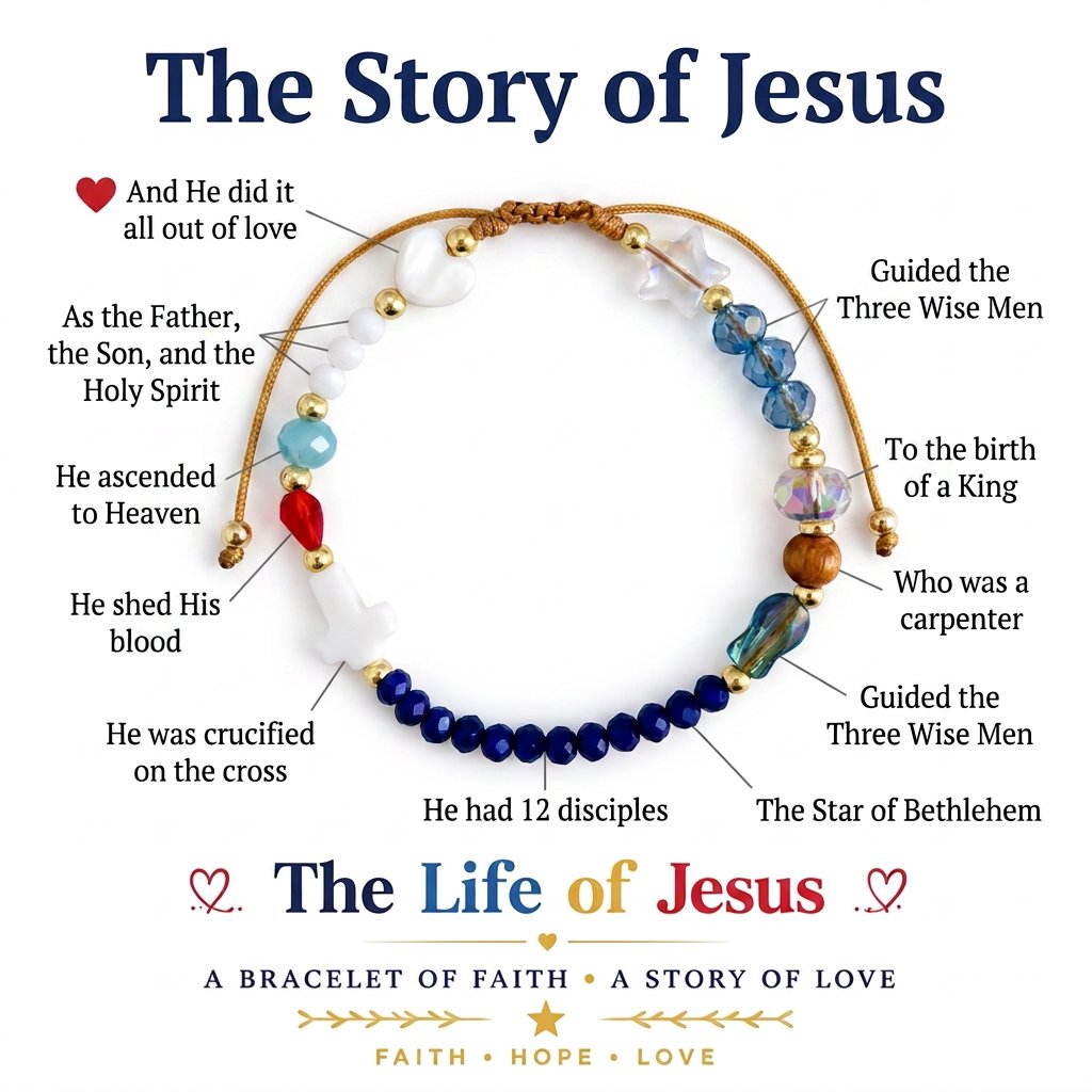 ✝️ Life Of Jesus Story Bracelet | Faith-Inspired Christian Bracelet with Gospel Symbols, Meaningful Charms & Scripture Gift Card Included ❤️