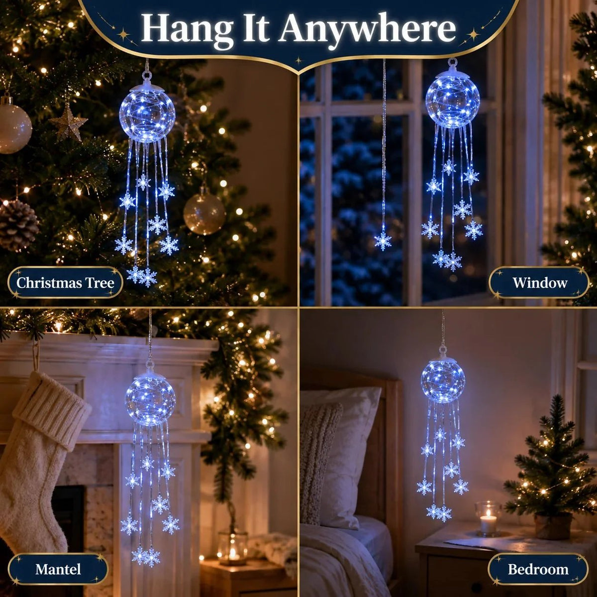 ❄️ Glowing Snowflake Cascade – Magical LED Christmas Hanging Decor