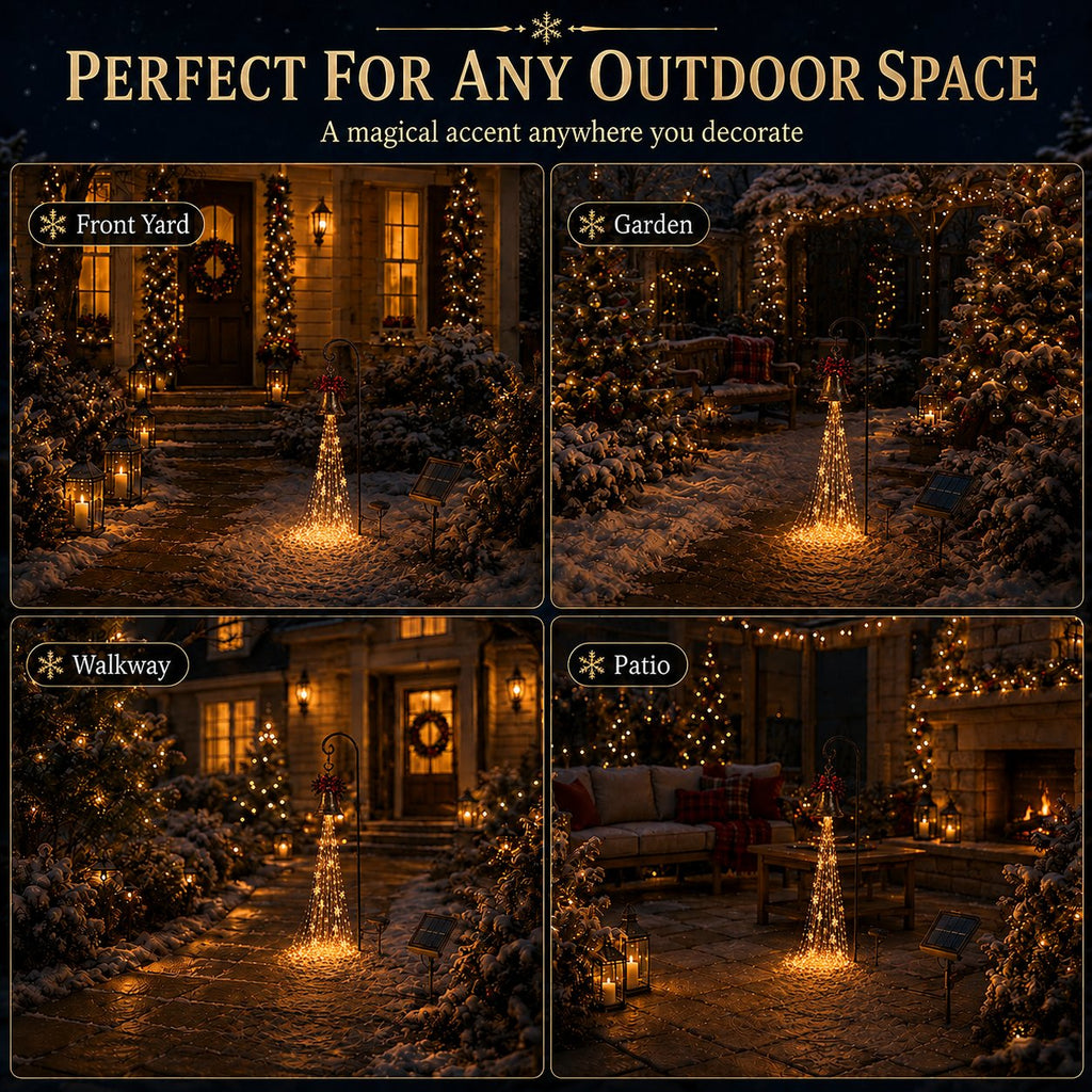 🎄 Save 56% – Solar-Powered Christmas Bell Cascade Light ✨ Magical Outdoor Garden & Pathway Decor