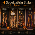 🎃 Lighted Halloween Ribbon Cascade™ – Handmade Door & Porch Decor