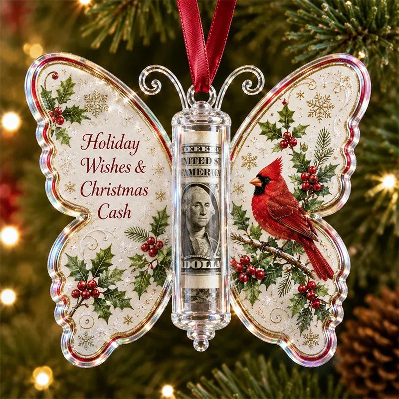 🔥🎄Christmas Cash Gift Butterfly Ornament🦋 – Holiday Money Holder Keepsake💵✨