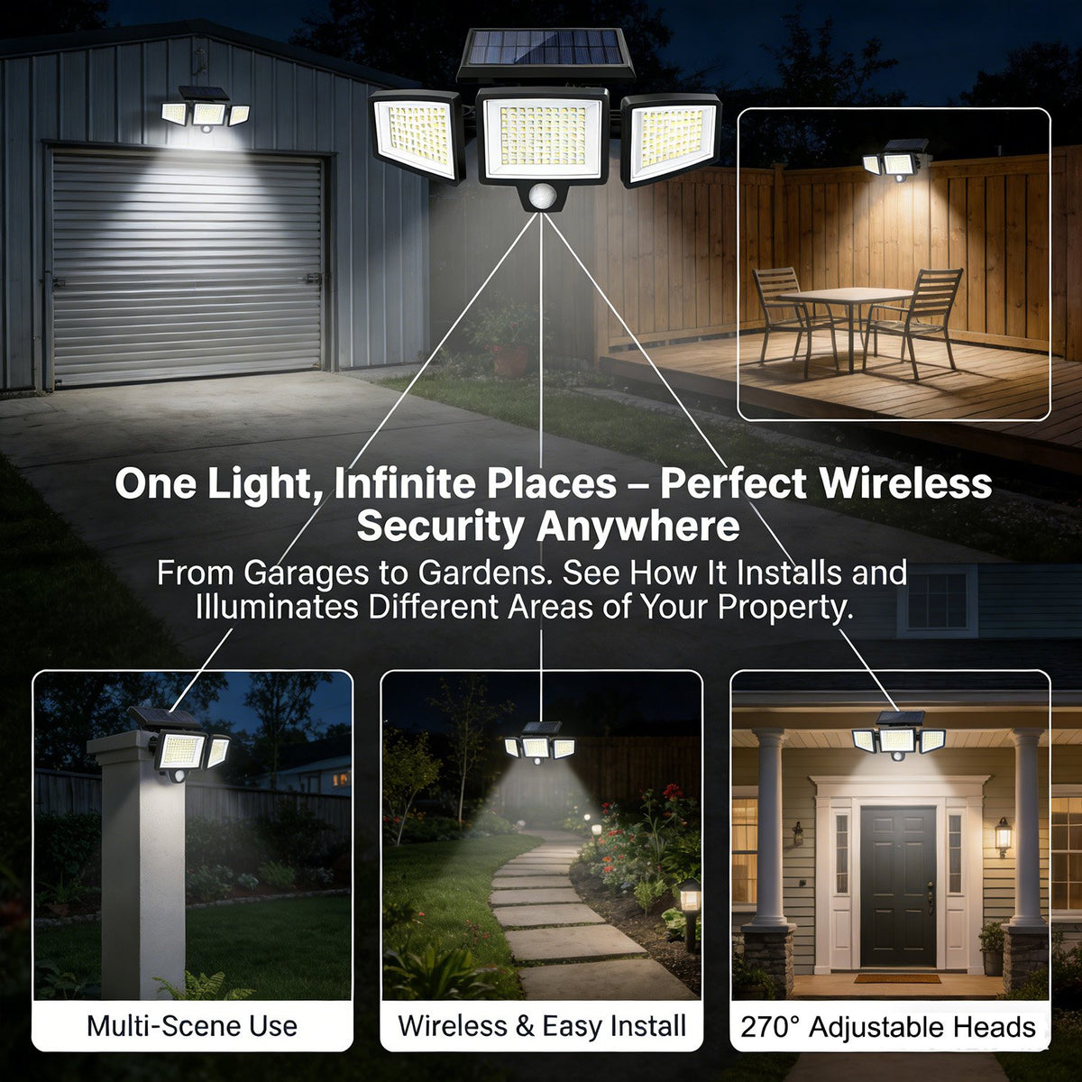 Yunsune 210 LED Solar Security Light with Motion Sensor & Remote