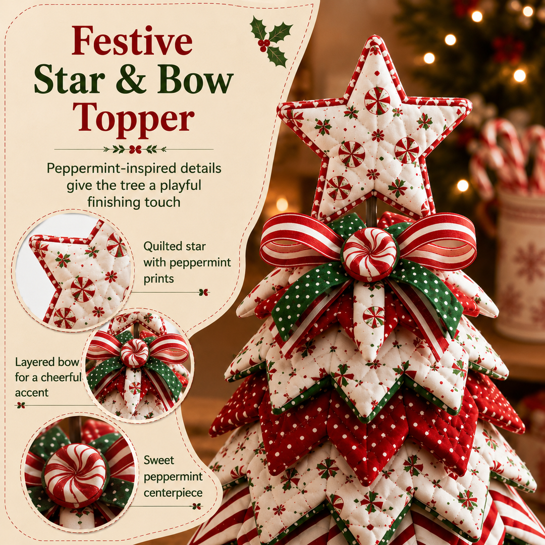 Candy Cane Star DIY Quilted Santa Christmas Tree Kit