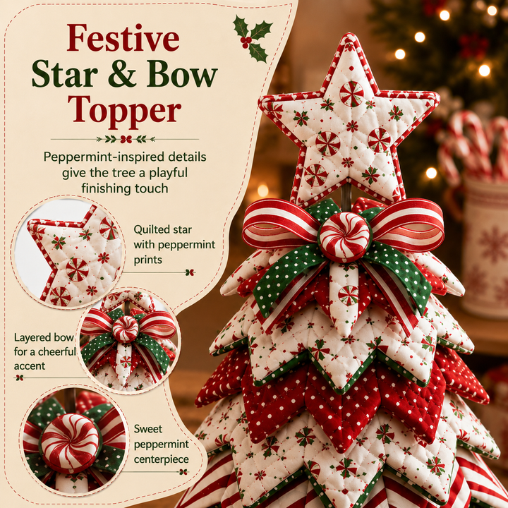 Candy Cane Star DIY Quilted Santa Christmas Tree Kit