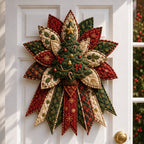 Crimson Poinsettia Bloom - Oversized Christmas Character Quilted Door Hanger Sewing Kit