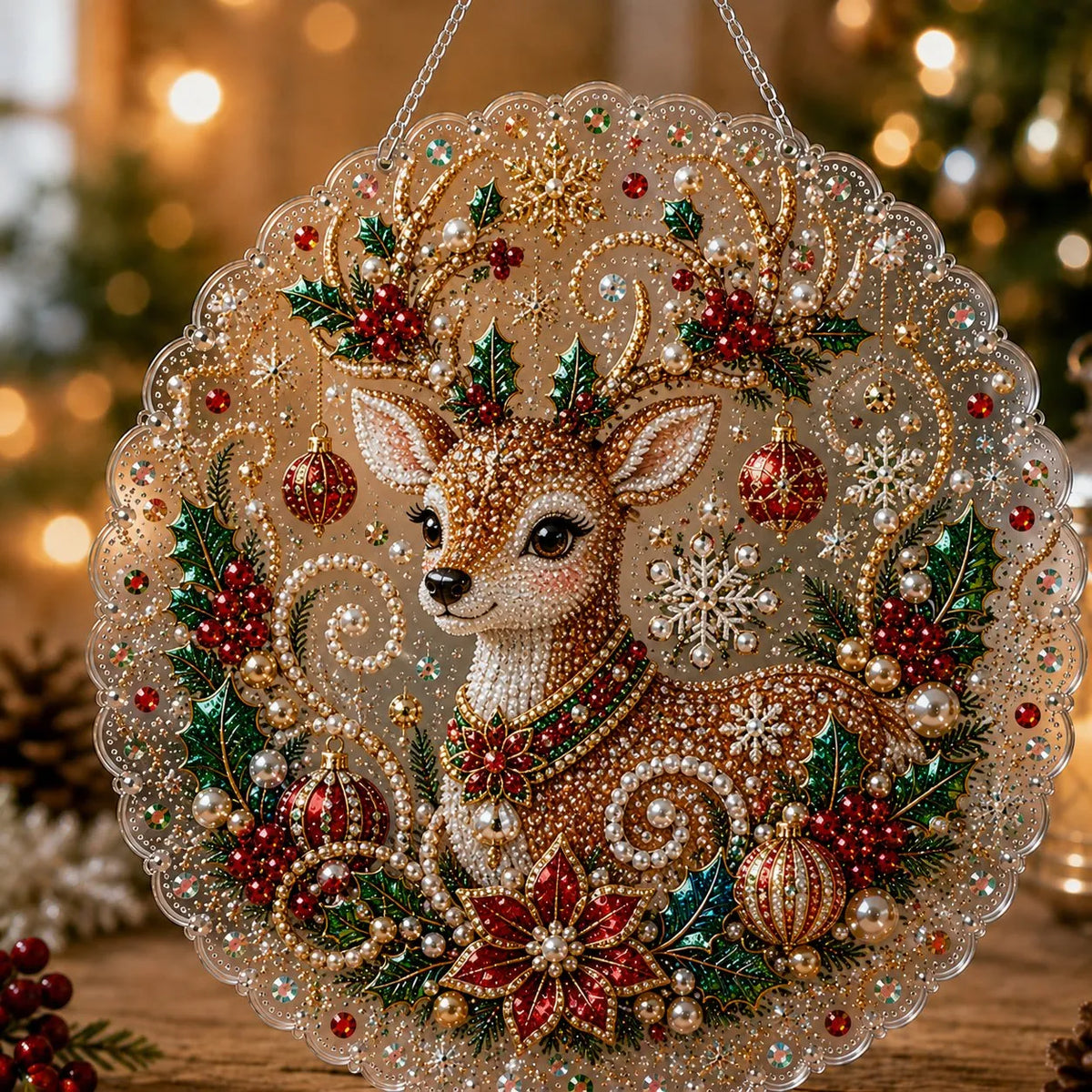 Christmas Pearl Diamond Art Ornament Kit | DIY  Hanging Decor