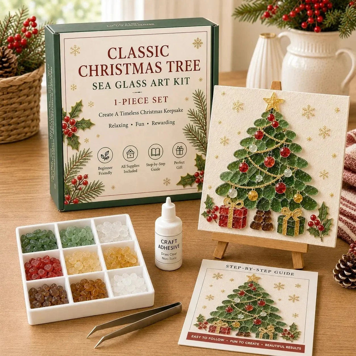 🔥 63% OFF | Only £11.99 🎄Christmas Sea Glass Art DIY Kit – Create Your Own Festive Keepsake