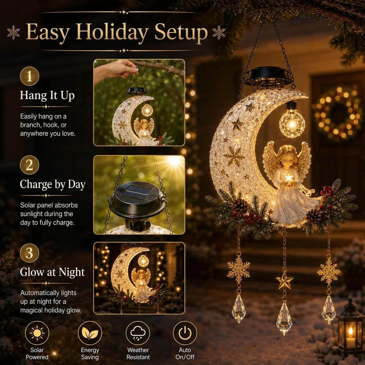 ✨ 45% OFF | Christmas Angel Moon Light – Magical Holiday Glow