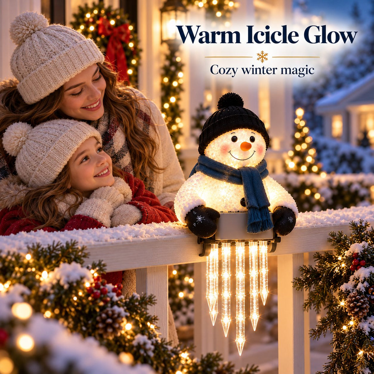 🎄56% OFF|⛄ Snowman Icicle Christmas Porch Light – Cozy Holiday Glow