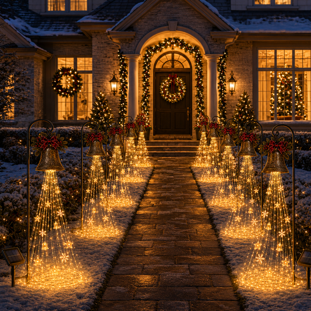 🎁Hot Sale 40% OFF🎄 Christmas Bell Cascade Solar Yard Light🔔