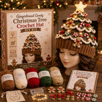⏳ Last Day 49% OFF – 🎄Beginner-Friendly Light-Up Christmas Tree Crochet Hat DIY Kit 💕
