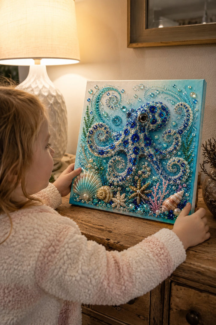 🌊Ocean Theme Pearl Art DIY Kit | 3D Sparkling Coastal Wall Decor 🐚✨