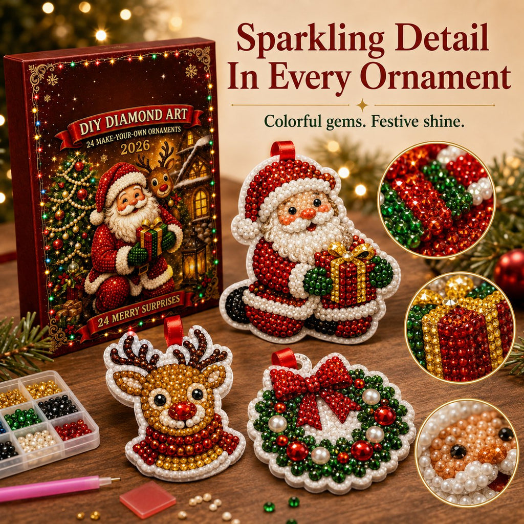 🎄 53% OFF | 24 DIY Christmas Diamond Painting Ornaments – Make & Hang ✨
