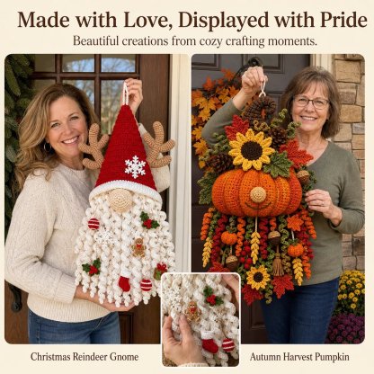 🧶DIY Seasonal 3D Crochet Door Hanger Kit Collection | Coordinated Yarn, Filling, Accessories & Step-by-Step Instructions Included 💕
