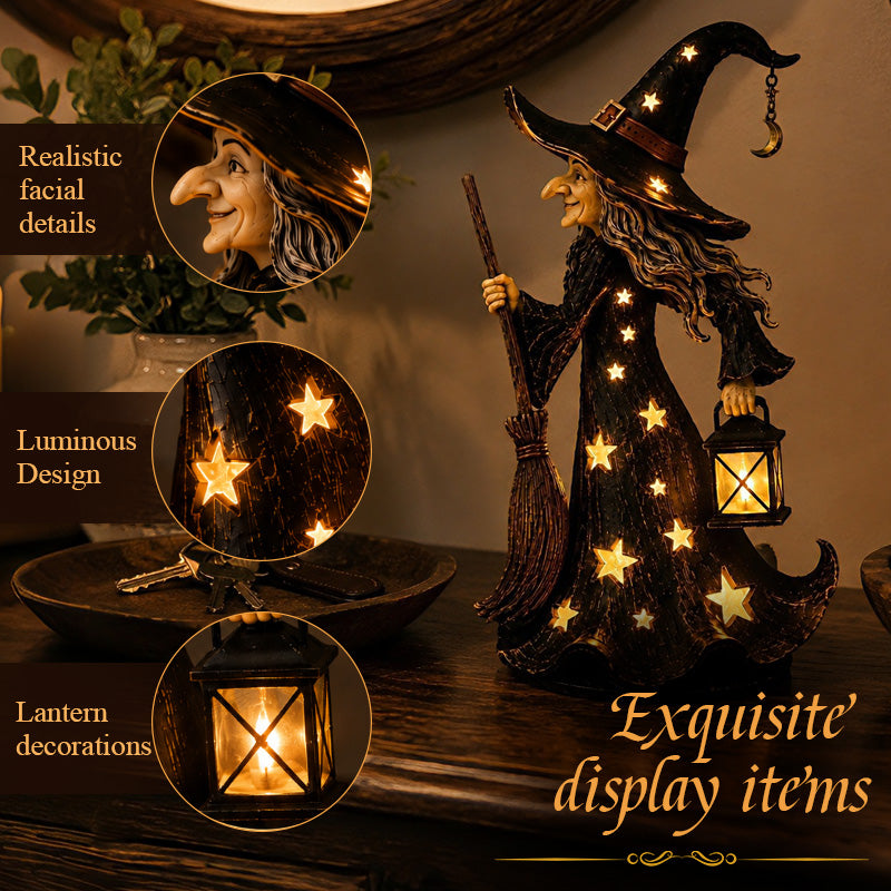🧙Starlight Witch Night Light Figurine✨ | Halloween Witch Ornament with Warm LED Lights🌙