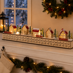 Home Reflections Christmas Village Advent Calendar – DIY Wooden Countdown Decoration with LED Lights, Music & 24 Gift Drawers