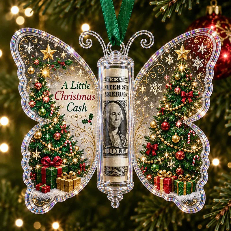 🔥🎄Christmas Cash Gift Butterfly Ornament🦋 – Holiday Money Holder Keepsake💵✨