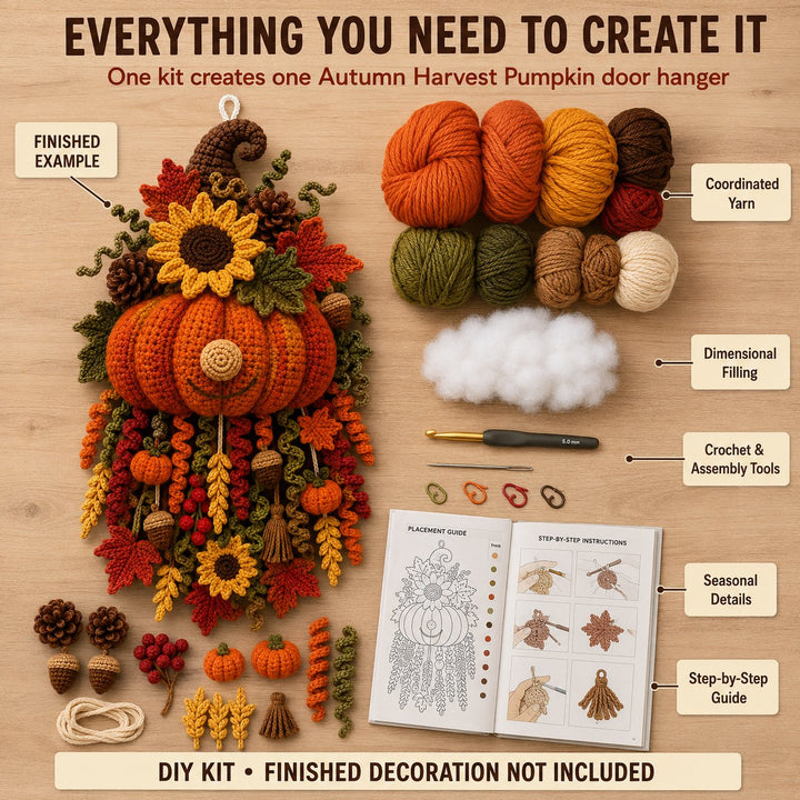 🧶DIY Seasonal 3D Crochet Door Hanger Kit Collection | Coordinated Yarn, Filling, Accessories & Step-by-Step Instructions Included 💕