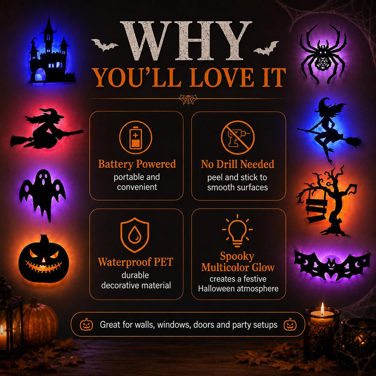 🎃 Halloween Spooky 3D LED Wall Decorations
