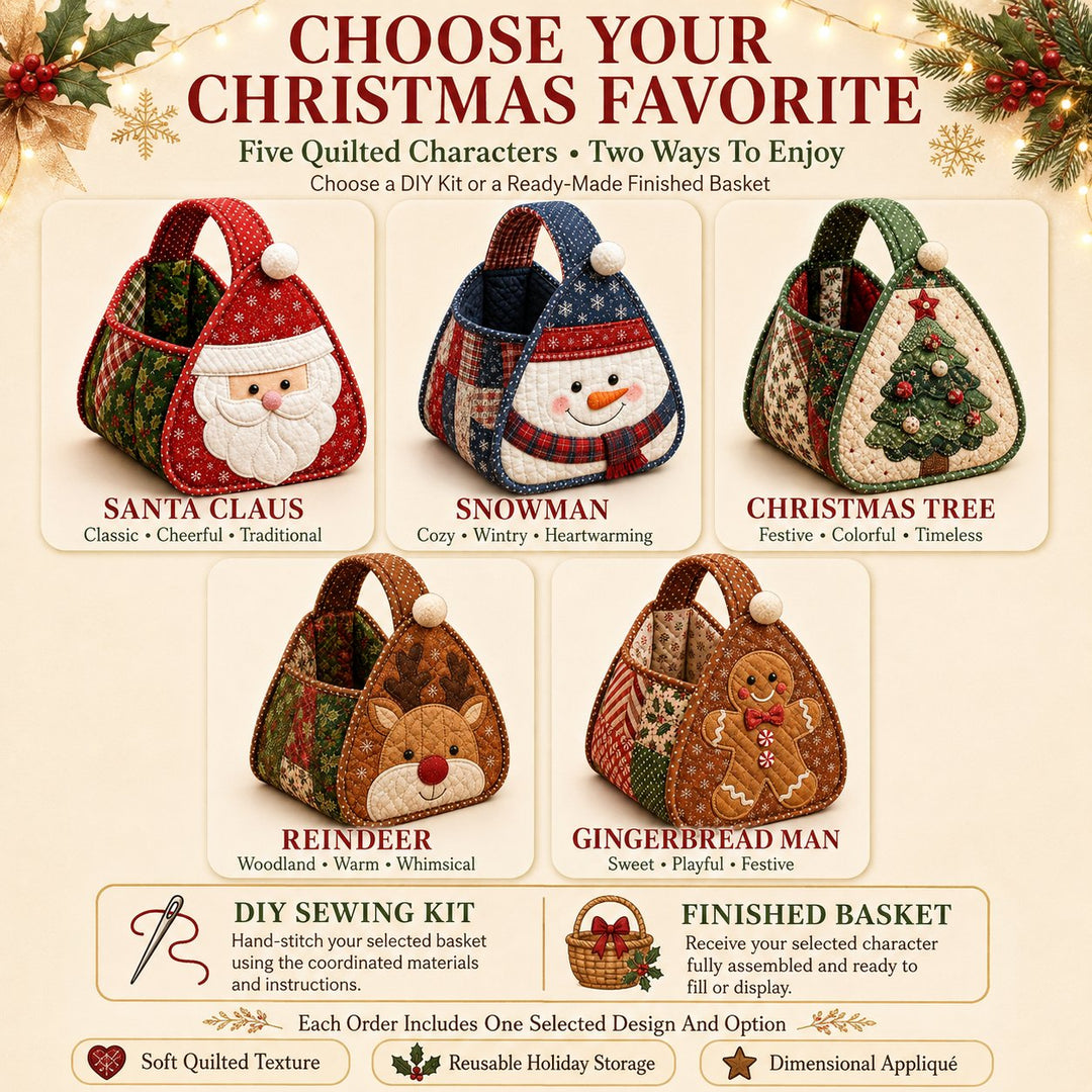 🎄 Christmas Character Quilted Carry Basket🎁✨