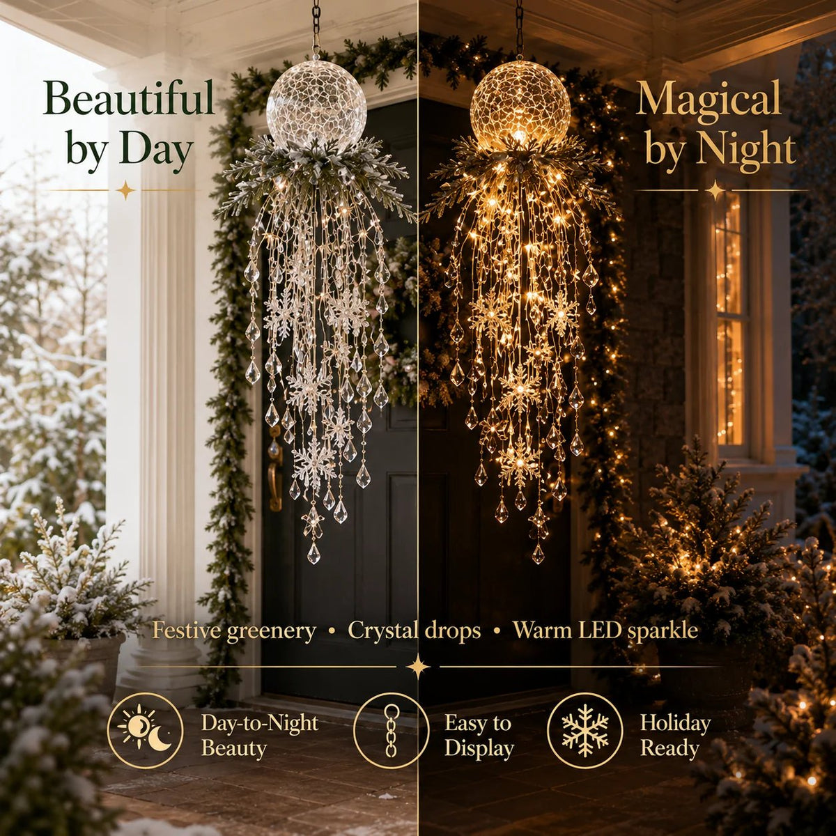 DIY Hanging Snowflake & Crystal LED Christmas Light✨❄️