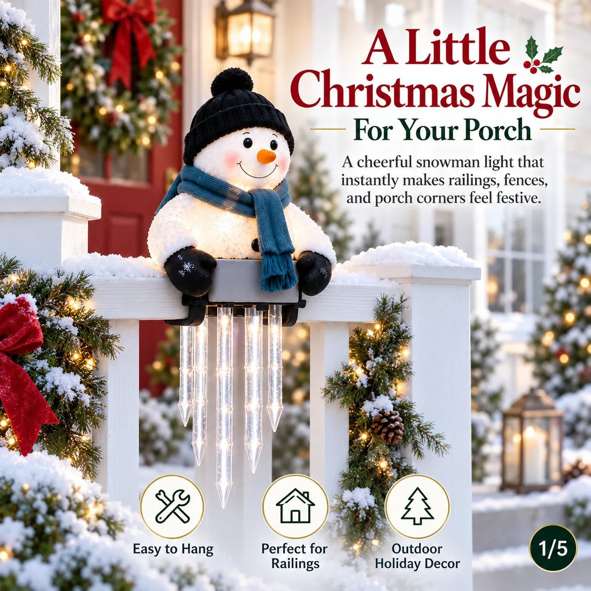 🎄56% OFF|⛄ Snowman Icicle Christmas Porch Light – Cozy Holiday Glow