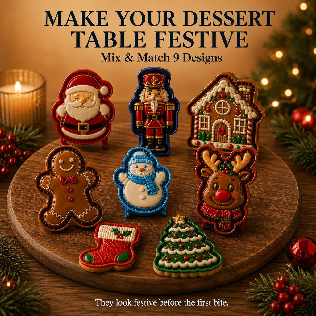 💥ONLY £7.99!!!🎁 BUY 1 GET 1 FREE | Christmas Baking Moulds – 8 Festive Designs 🎄