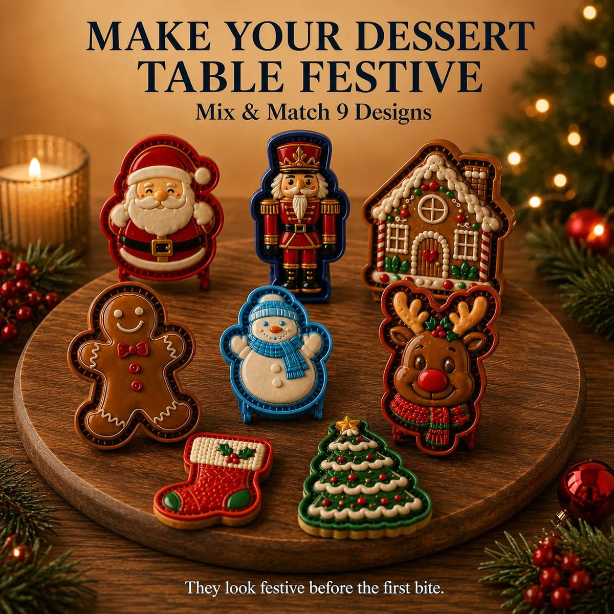 💥ONLY £7.99!!!🎁 BUY 1 GET 1 FREE | Christmas Baking Moulds – 8 Festive Designs 🎄