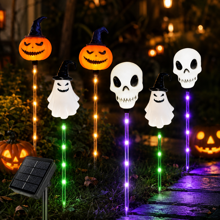 🎃 Solar Halloween Pumpkin & Ghost Pathway Lights (Set of 6)