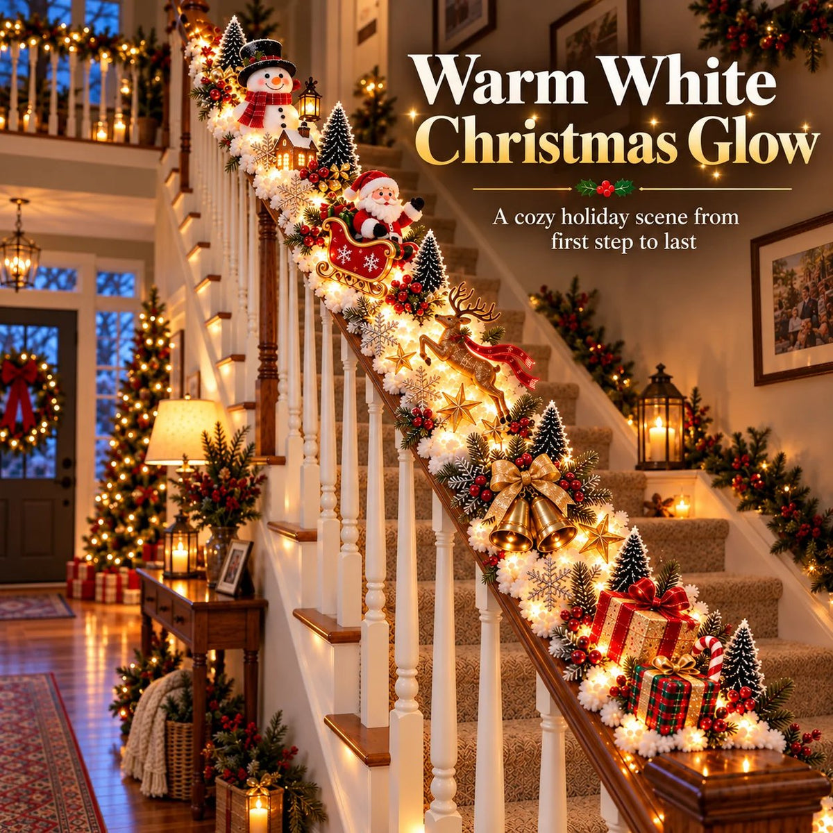 🎅 Turn Your Staircase Into Santa’s Christmas Wonderland