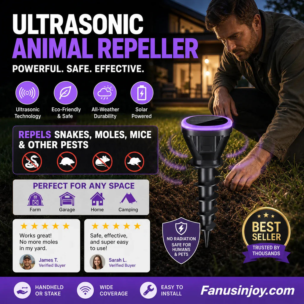 🔥Over 100,000 sold! 🛡️ Repel snakes, insects, rodents and protect your home! 🏡️ Solar Powered Ultrasonic Mouse Repeller