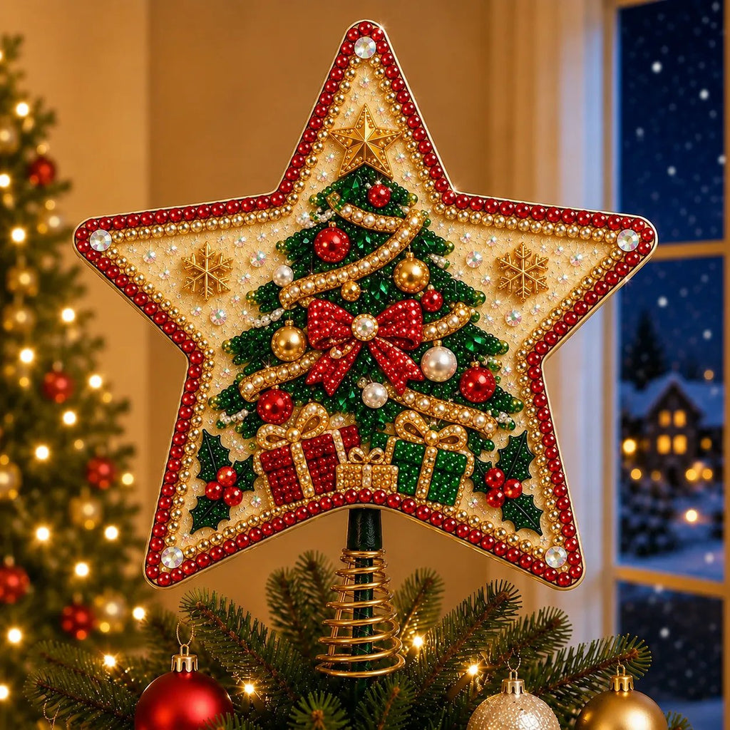 DIY Pearl & Diamond Art Christmas Tree Topper Kit