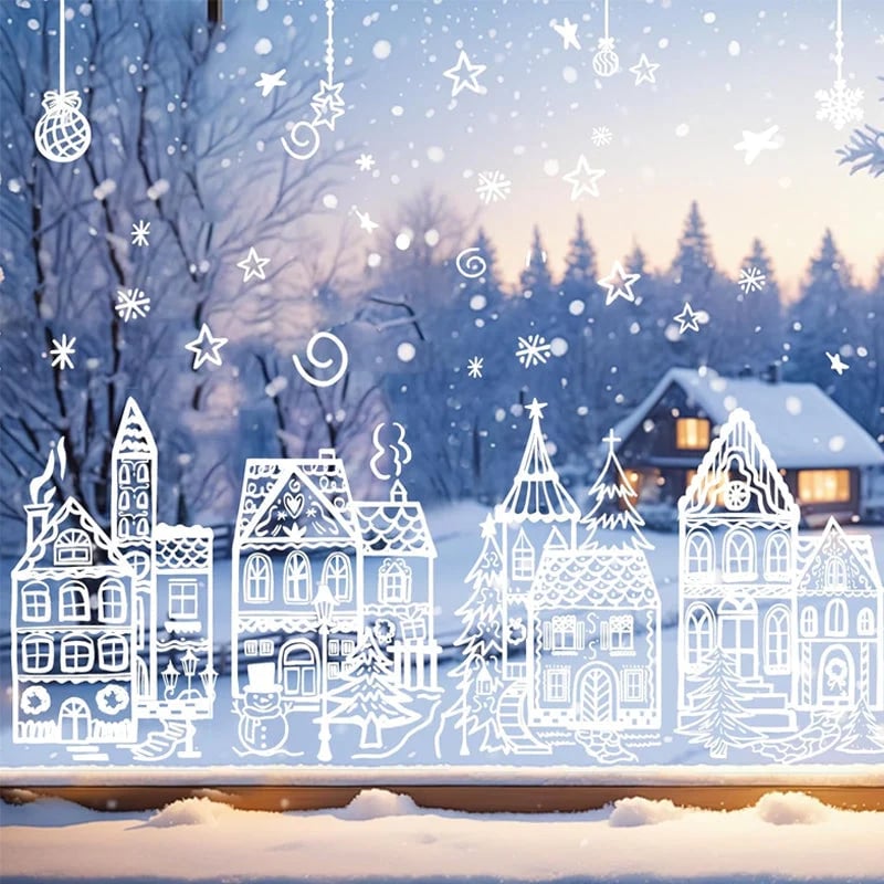 🎄 Only £6.99 | Christmas Village Window Decoration Set