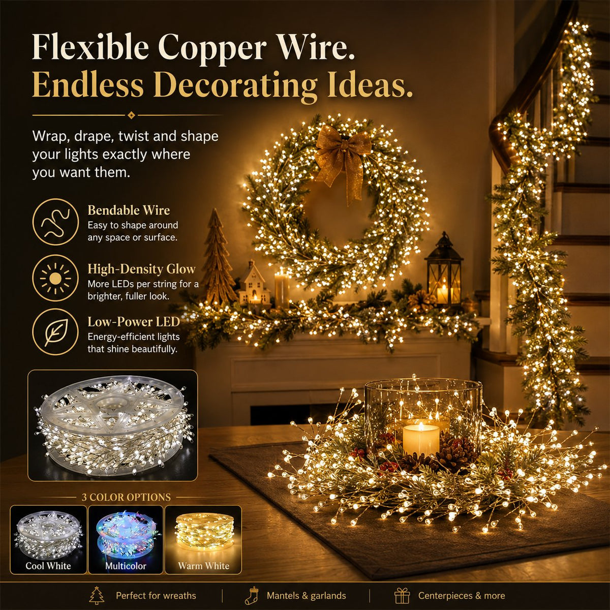✨ Only £9.99 | Save 60% – LED Firecracker Fairy Lights 🎄 Dense Sparkle for Christmas & Holiday Decor