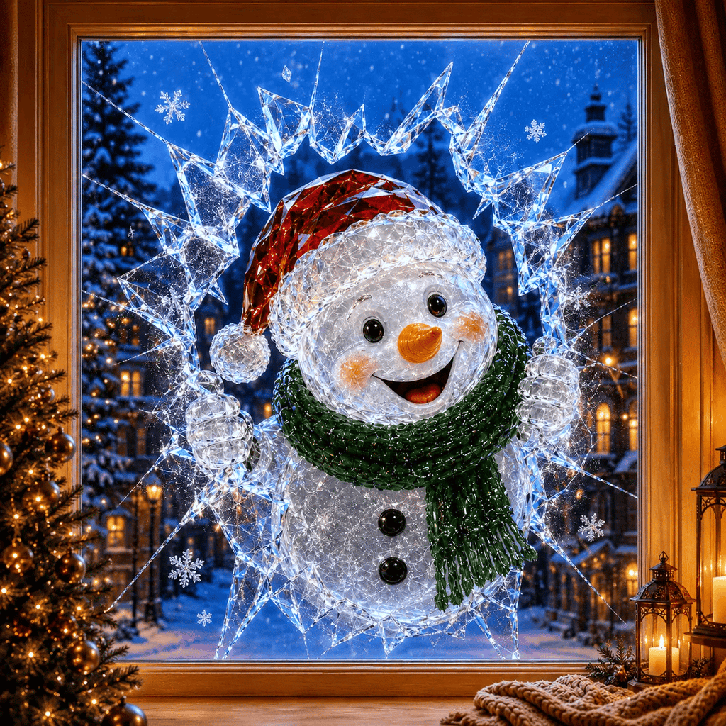 🔥 Only £6.99 | Save 63% – 3D Crystal Christmas Window Decal 🎄 Shattered-Glass Holiday Decoration
