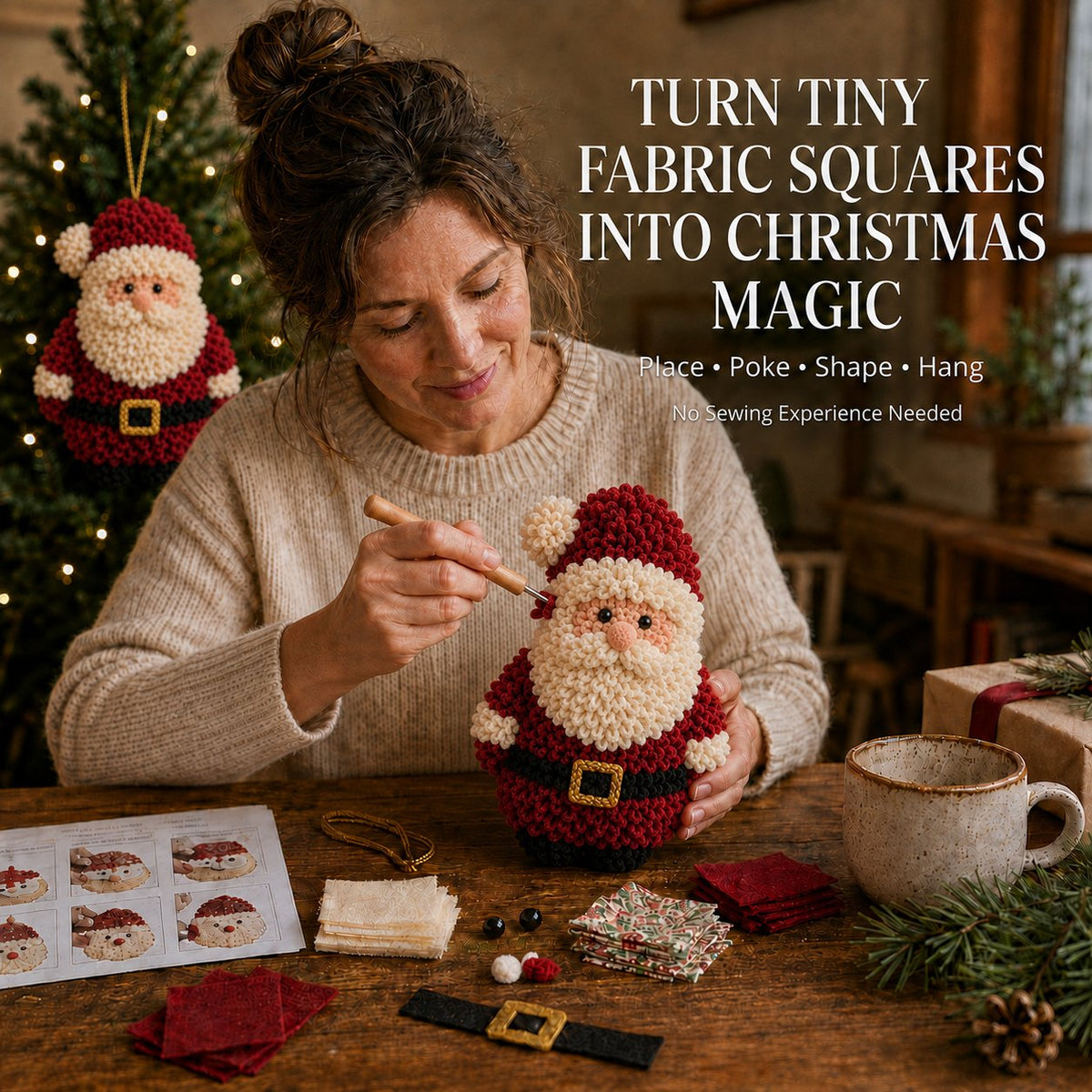 🎄 Special Offer | 48% OFF – Beginner-Friendly 3D Fabric Poke Christmas Ornament DIY Kit 🎁