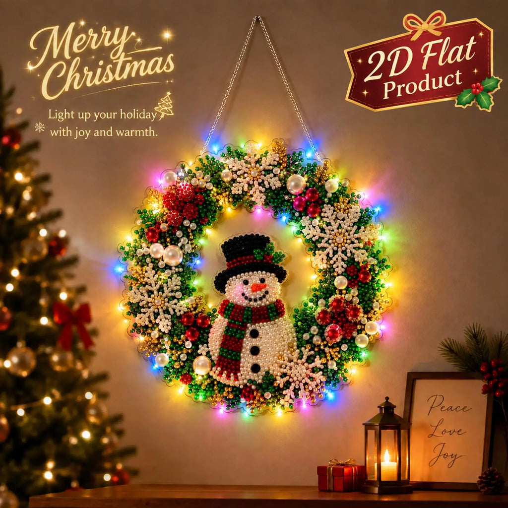 Christmas Pearl Diamond Painting Pendant Kit 9.84 Inch with LED Lights